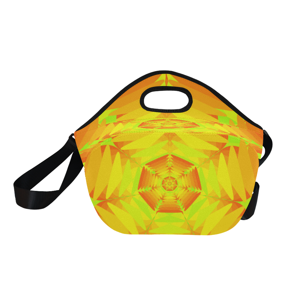 Flower orange yellow Neoprene Lunch Bag/Large (Model 1669)