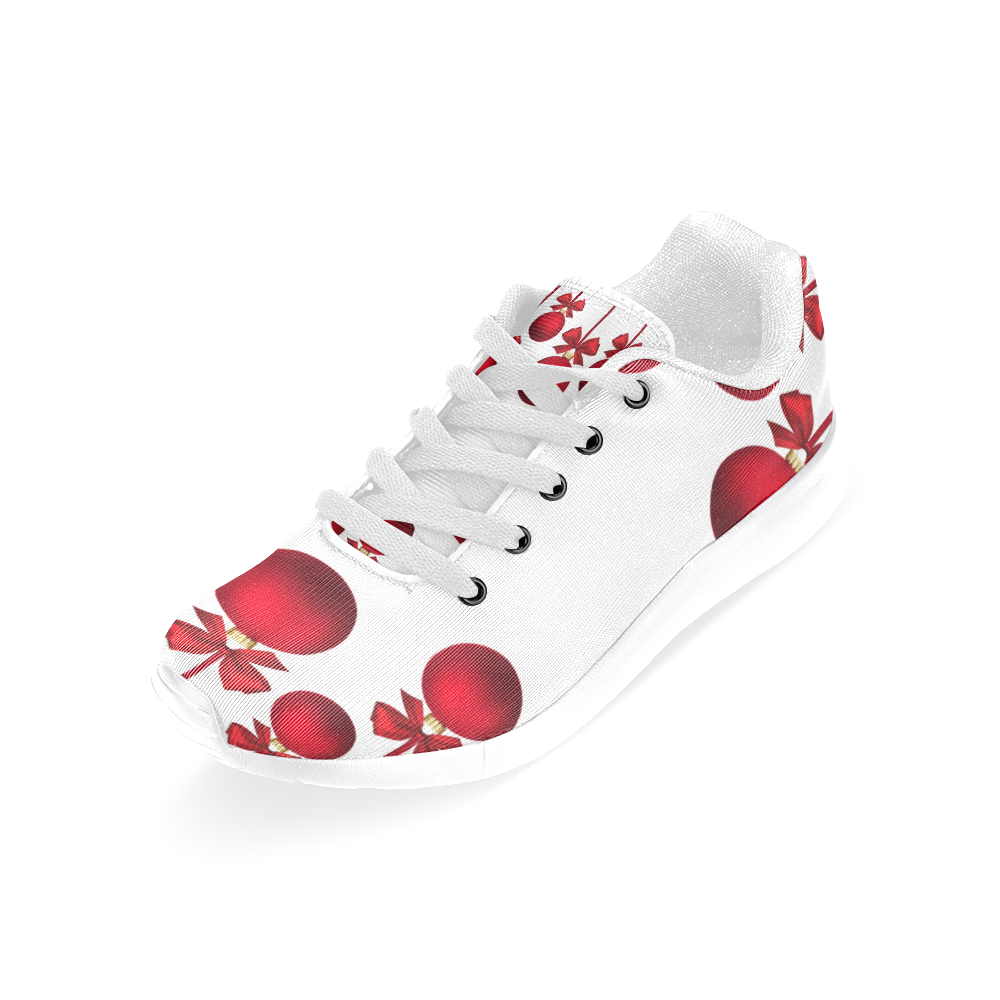 Red Christmas Ornaments with Bows Women's Running Shoes/Large Size (Model 020)