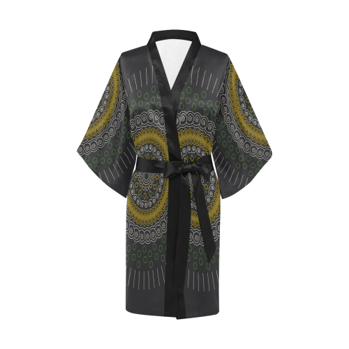 Yellow Round Mandalas Kimono Robe