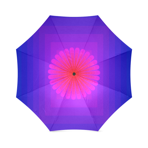 Pink flower on royal blue multiple squares Foldable Umbrella (Model U01)