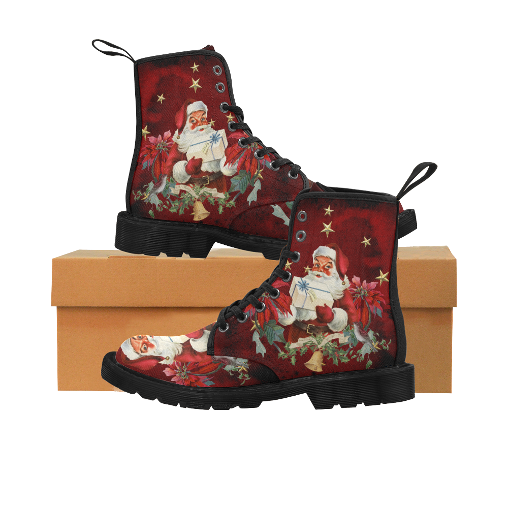 Santa Claus with gifts, vintage Martin Boots for Women (Black) (Model 1203H)