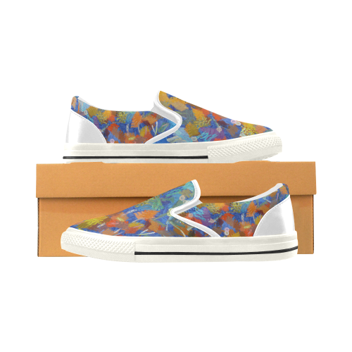 Colorful paint strokes Slip-on Canvas Shoes for Kid (Model 019)