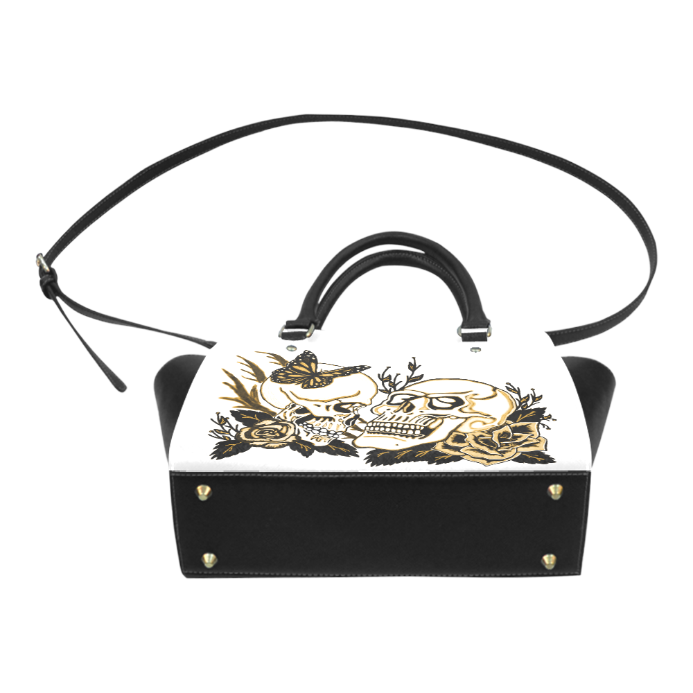 Eternal Love Black And Gold White Classic Shoulder Handbag (Model 1653)