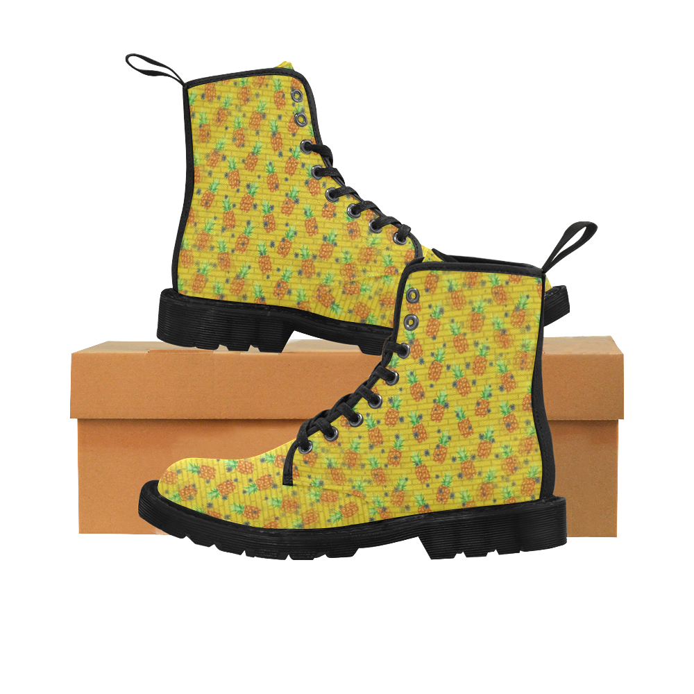 Pineapple Pattern by K.Merske Martin Boots for Men (Black) (Model 1203H)
