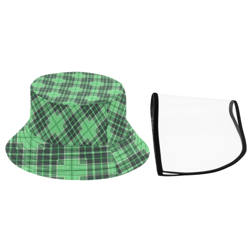 STRIPES LIGHT GREEN Men's Bucket Hat (Detachable Face Shield)