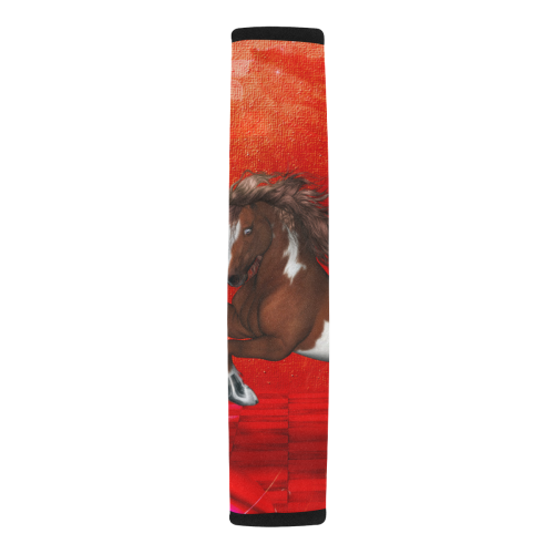 Wild horse on red background Car Seat Belt Cover 7''x12.6''