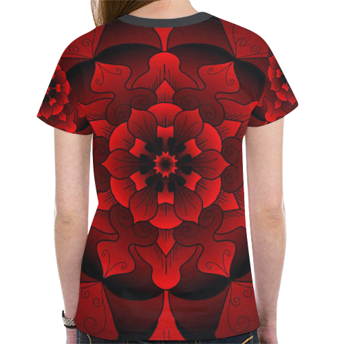 Black and red mandala New All Over Print T-shirt for Women (Model T45)