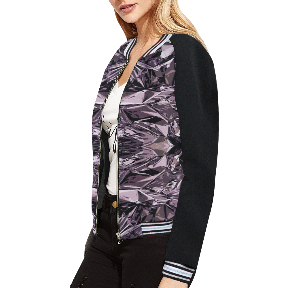 deep space pink All Over Print Bomber Jacket for Women (Model H21)