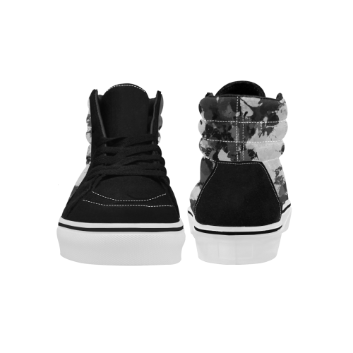 Black and White Paint Splatter Men's High Top Skateboarding Shoes (Model E001-1)