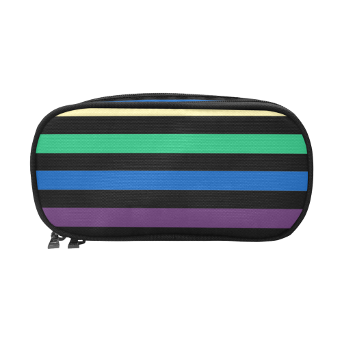 Rainbow Stripes with Black Pencil Pouch/Large (Model 1680)
