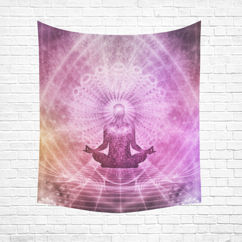 meditation yoga graphic art Cotton Linen Wall Tapestry 51"x 60"