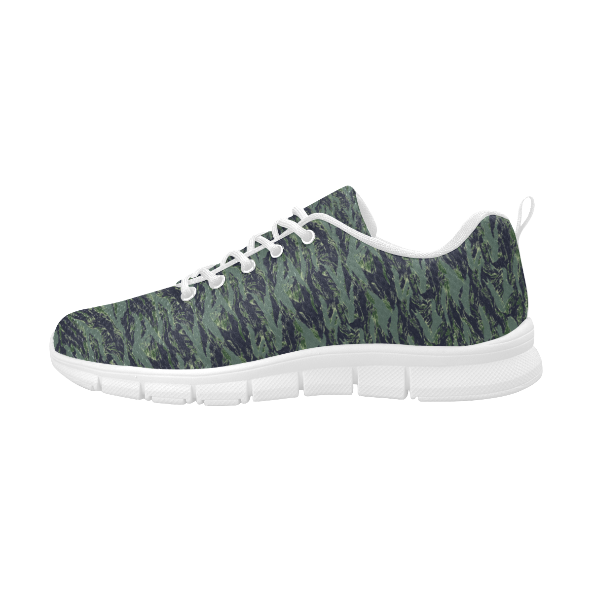 Jungle Tiger Stripe Green Camouflage Women's Breathable Running Shoes (Model 055)
