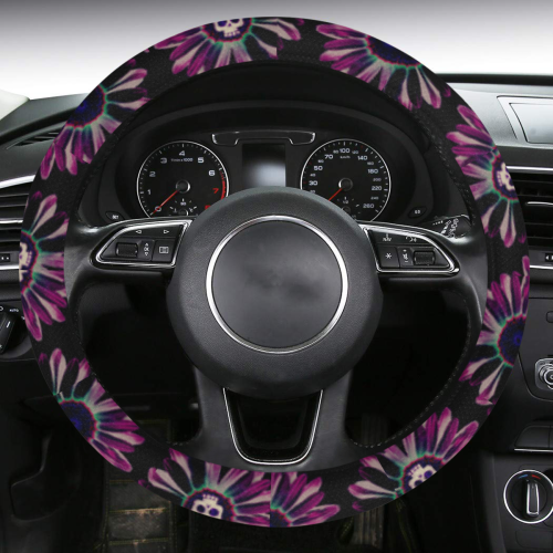 Skull Flowers Steering Wheel Cover with Anti-Slip Insert