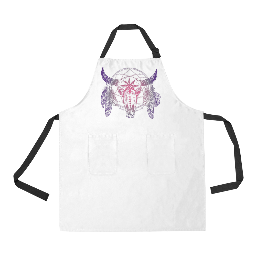 Buffalo Skull Dreamcatcher with Feathers All Over Print Apron