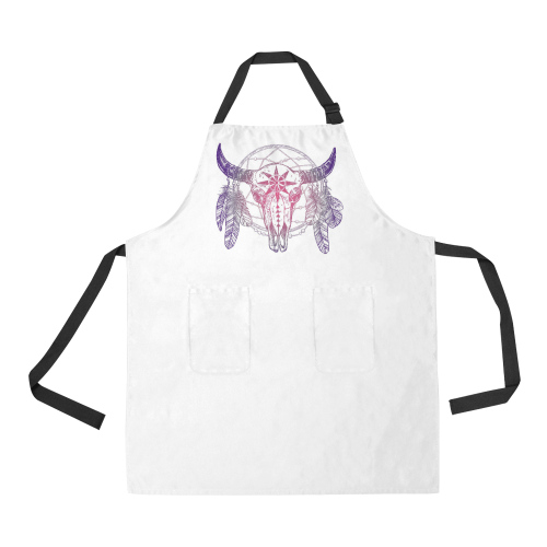 Buffalo Skull Dreamcatcher with Feathers All Over Print Apron
