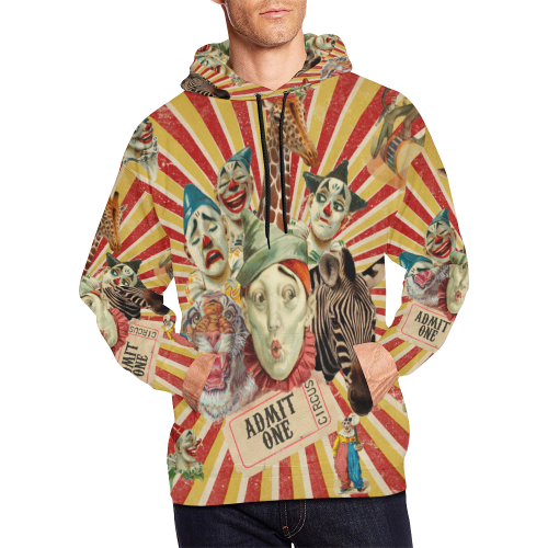 Funny Circus Clowns All Over Print Hoodie for Men/Large Size (USA Size) (Model H13)