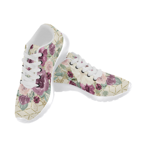 Floral Flowers Shoes, Watercolor Flowers Women’s Running Shoes (Model 020)