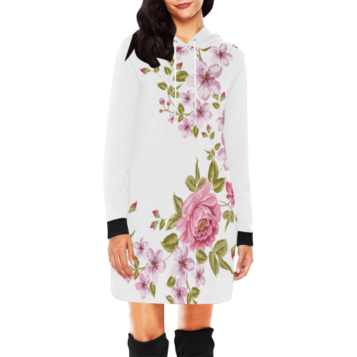 Pure Nature - Summer Of Pink Roses 1 All Over Print Hoodie Mini Dress (Model H27)