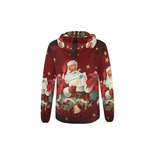 Santa Claus with gifts, vintage All Over Print Full Zip Hoodie for Kid (Model H14)