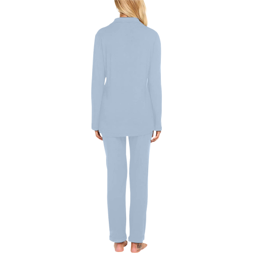color light steel blue Women's Long Pajama Set