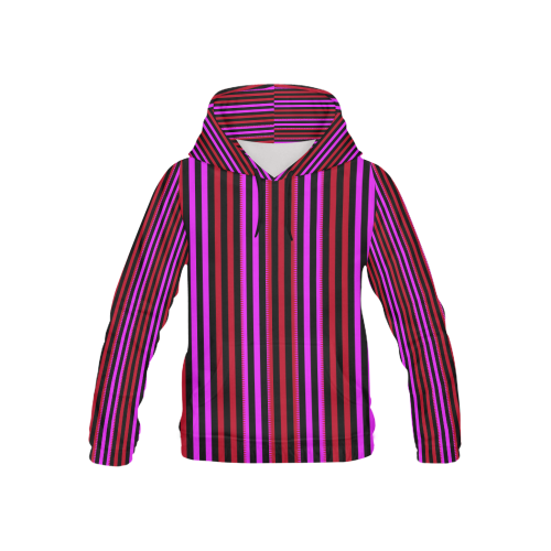 Modern Grape Pink Stripes All Over Print Hoodie for Kid (USA Size) (Model H13)