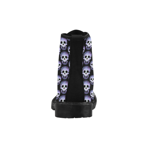 Purple Laughing Skulls Halloween Cheeky Witch Martin Boots for Women (Black) (Model 1203H)