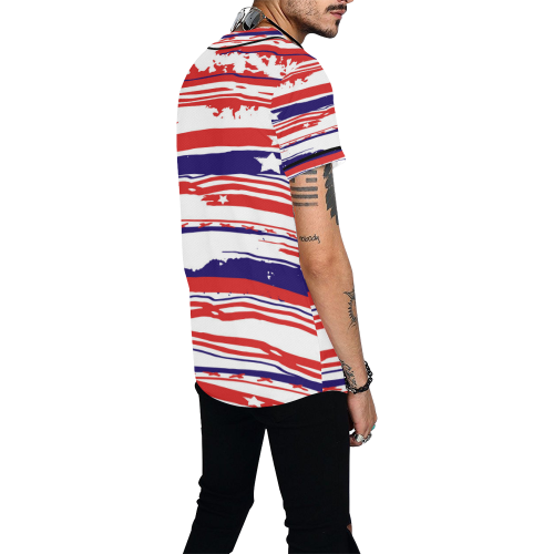 4th of July All Over Print Baseball Jersey for Men (Model T50)