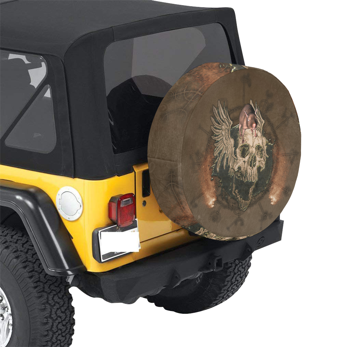 Awesome skull with rat 30 Inch Spare Tire Cover