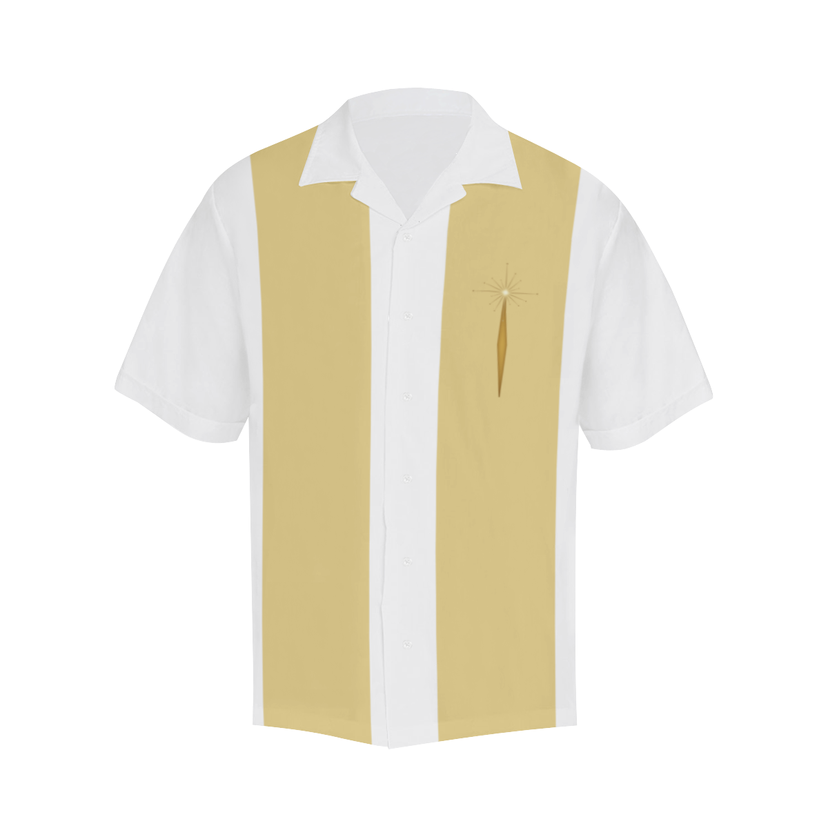 White and Gold Retro Golden Starburst Hawaiian Shirt (Model T58)