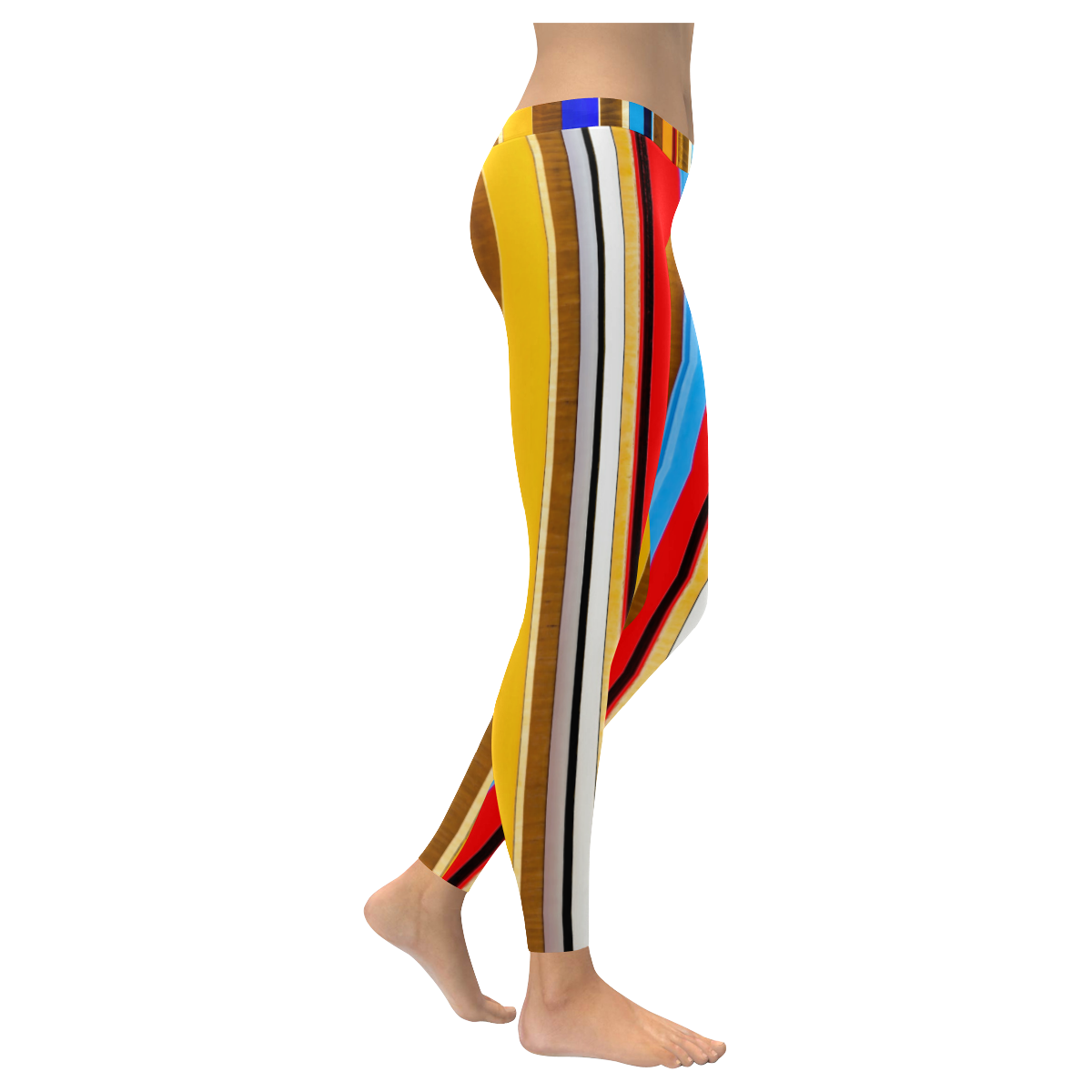 Colorful abstract pattern stripe art Women's Low Rise Leggings (Invisible Stitch) (Model L05)