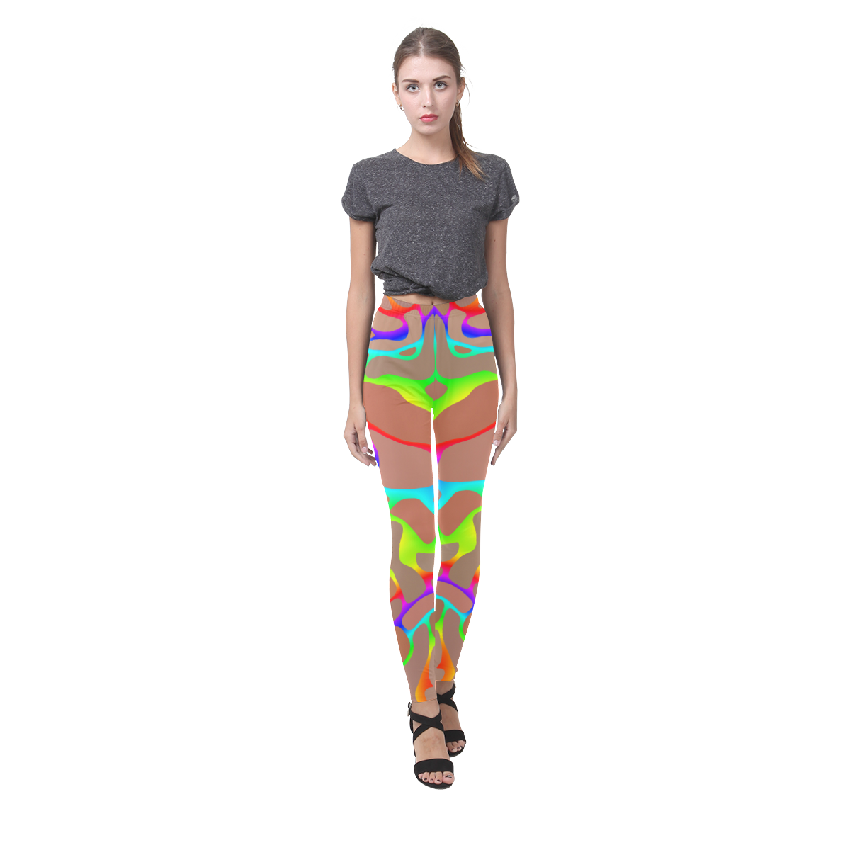Colorful wavy shapes Cassandra Women's Leggings (Model L01)