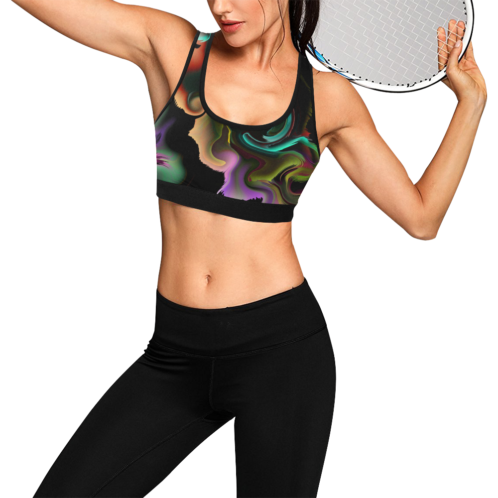 ink marble Women's All Over Print Sports Bra (Model T52)