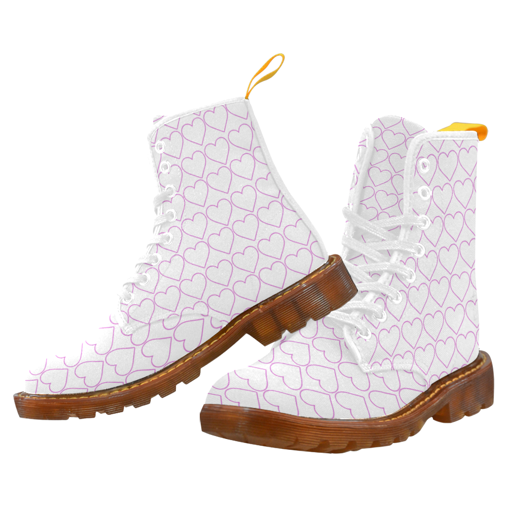 Hearts pink white Martin Boots For Women Model 1203H