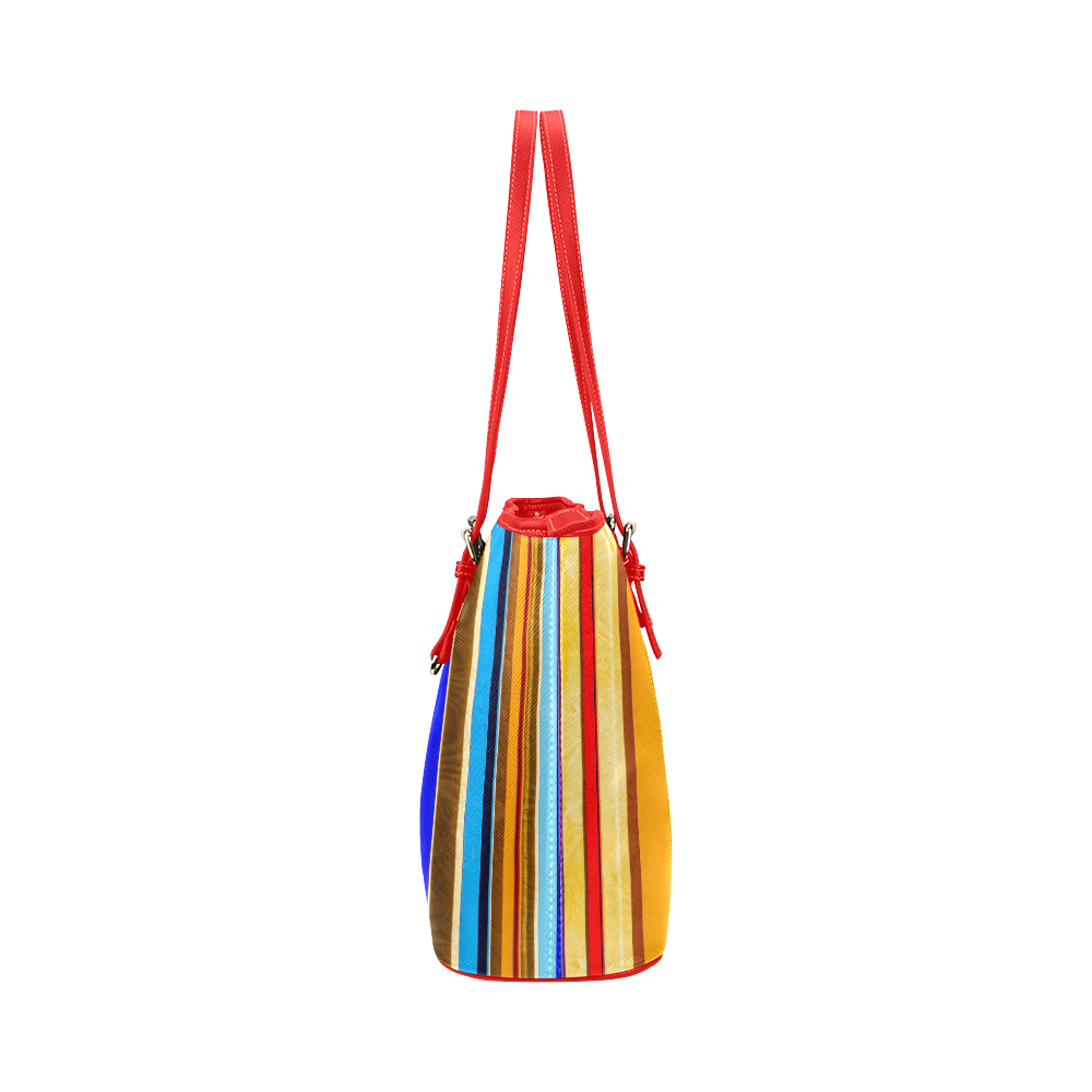 Colorful abstract pattern stripe art Leather Tote Bag/Small (Model 1651)