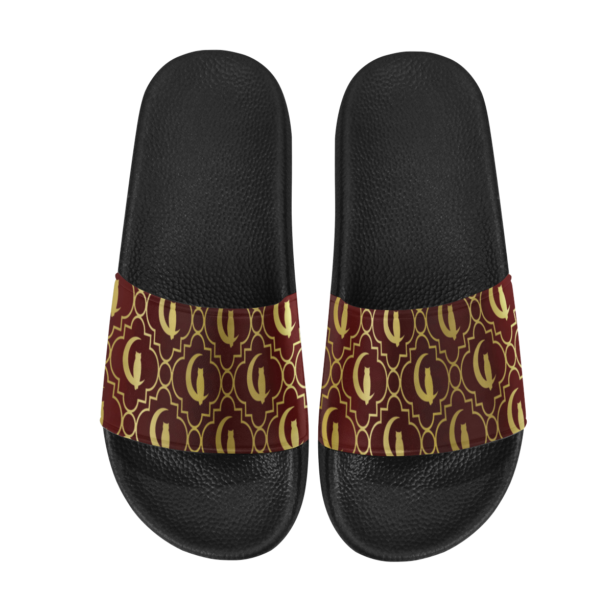ELEGANCE BORDEAUX GOLD Women's Slide Sandals (Model 057)