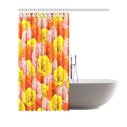Roses Pastel Colors Floral Collage Shower Curtain 72"x72"