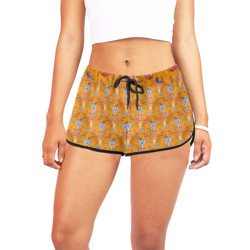 Cats Popart by Nico Bielow Women's All Over Print Relaxed Shorts (Model L19)