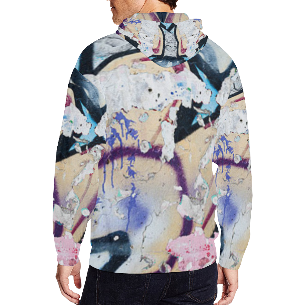graffiti multi colored spray printall overprint full hoodie for men All Over Print Full Zip Hoodie for Men/Large Size (Model H14)