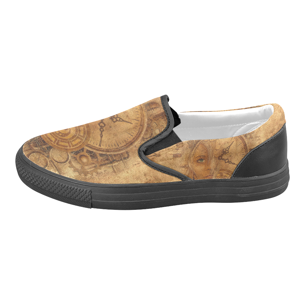 A Time Travel Of STEAMPUNK 1 Slip-on Canvas Shoes for Men/Large Size (Model 019)