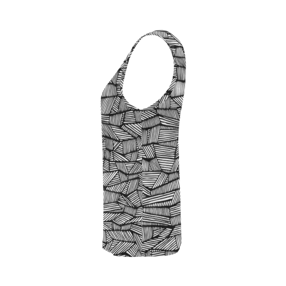 BLACK AND WHITE DIAMOND PATTERN All Over Print Tank Top for Women (Model T43)