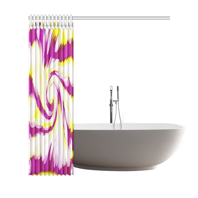 Pink Yellow Tie Dye Swirl Abstract Shower Curtain 69"x72"