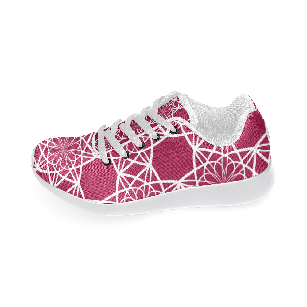 Dark Pink Flowers Women's Running Shoes/Large Size (Model 020)