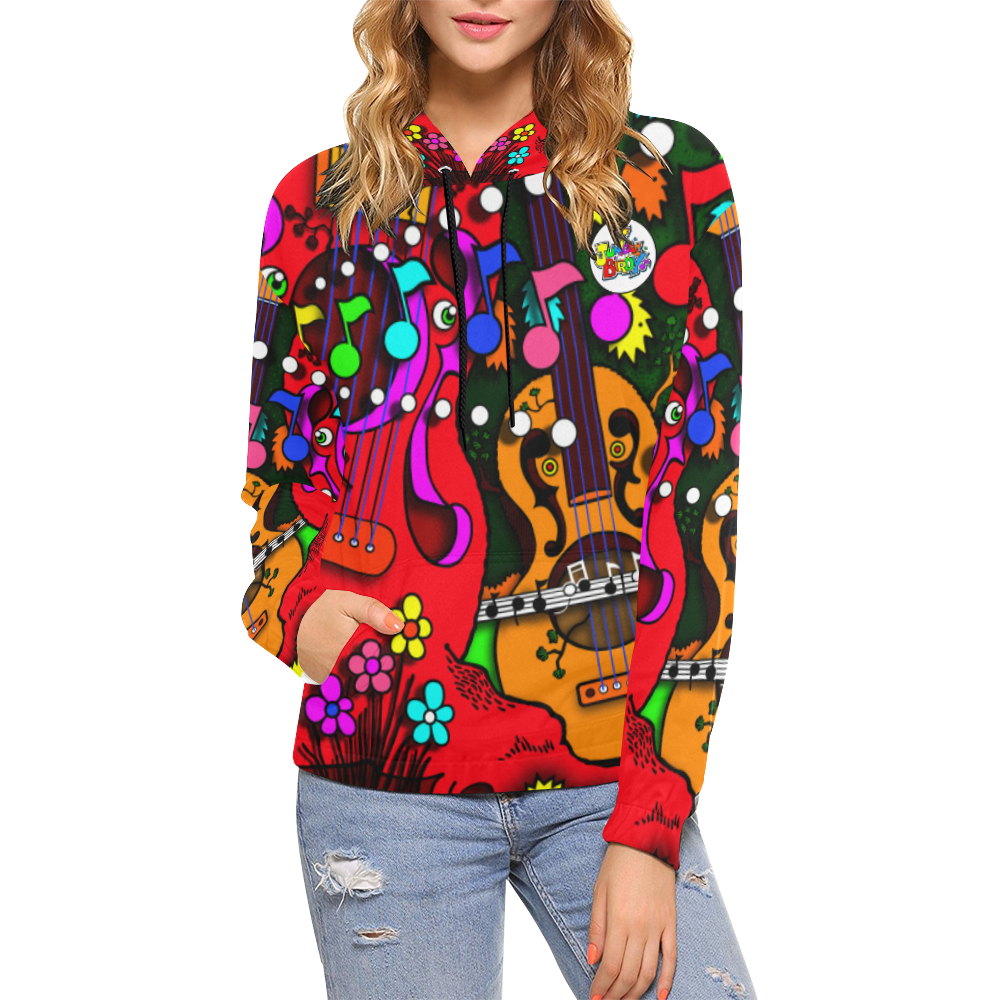 ITEM 35 _ HOODIE - GUITAR TREE FOREST / YOU ROCK All Over Print Hoodie for Women (USA Size) (Model H13)