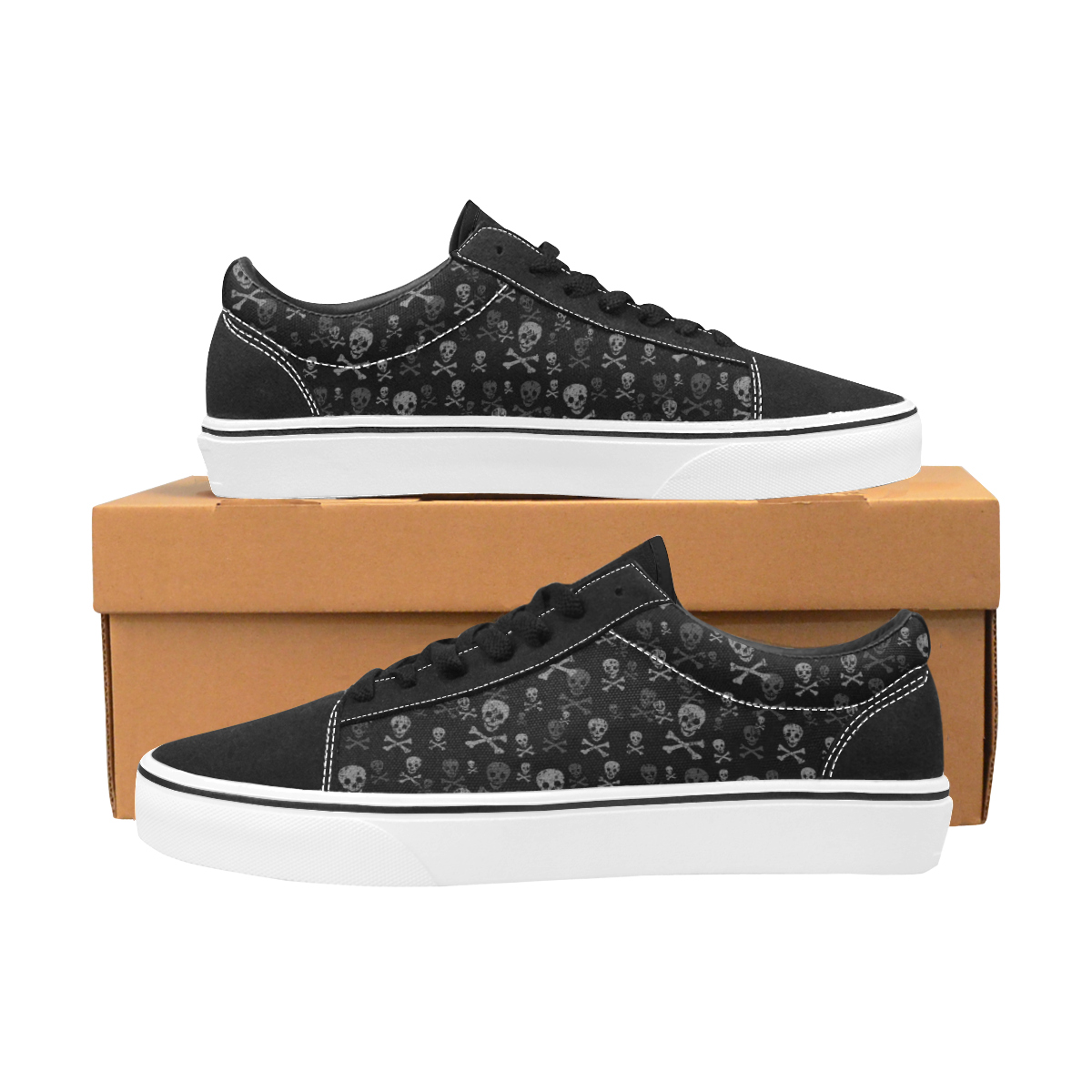 skate skull Men's Low Top Skateboarding Shoes (Model E001-2)