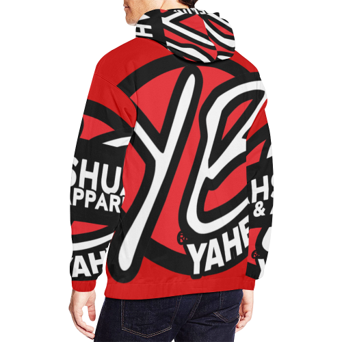 YahBoy Official Logo Red All Over Print Hoodie for Men/Large Size (USA Size) (Model H13)