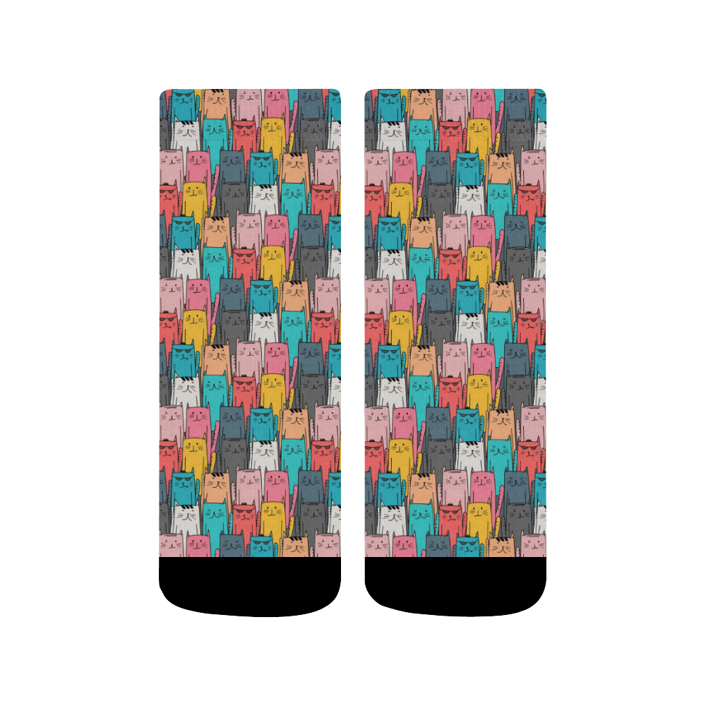 Cartoon Cat Pattern Quarter Socks