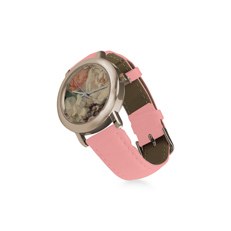 FLOWERS Women's Rose Gold Leather Strap Watch(Model 201)