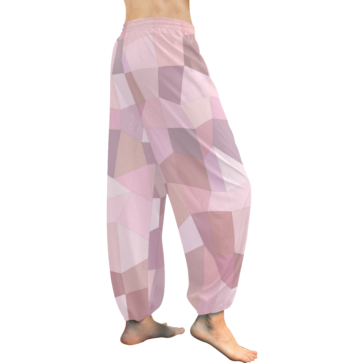 Pastel Pink Mosaic Women's All Over Print Harem Pants (Model L18)
