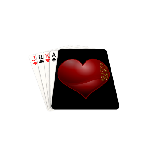 Heart Las Vegas Playing Card Shape on Black Playing Cards 2.5"x3.5"