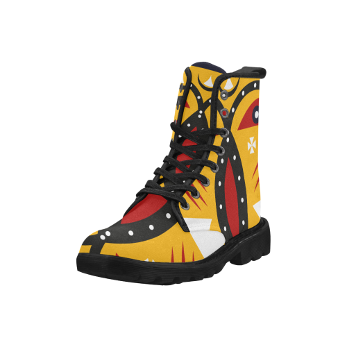 kuba tribal Martin Boots for Women (Black) (Model 1203H)